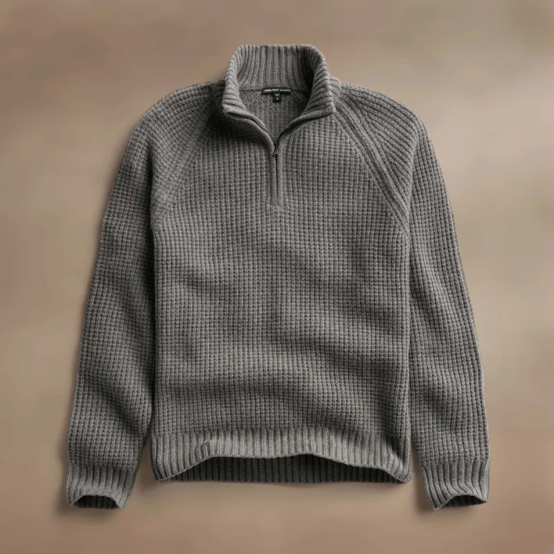Waffle Knit Half Zip - Granite sold by James Perse