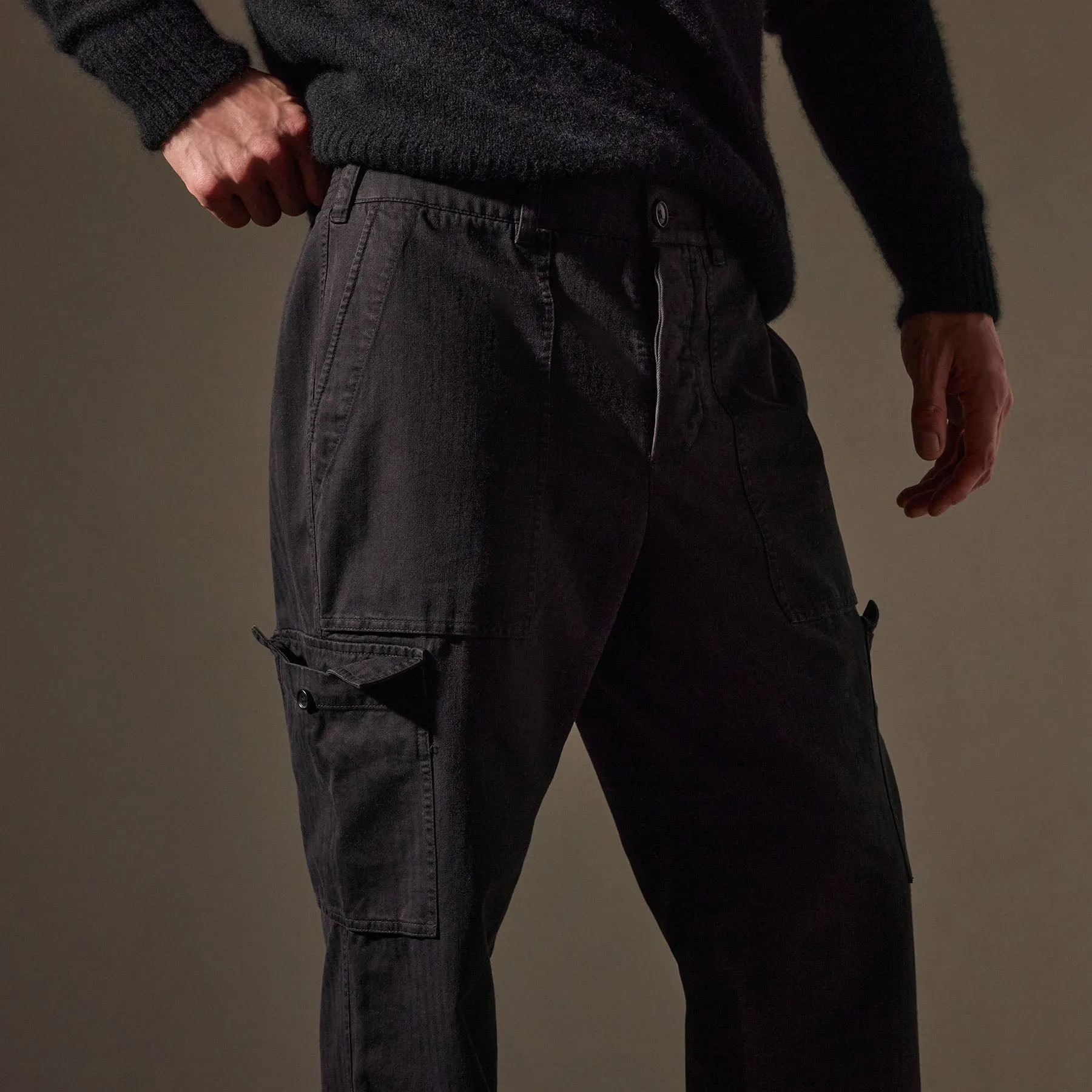 Herringbone Twill Utility Pant - Black sold by James Perse product image thumbnail 5