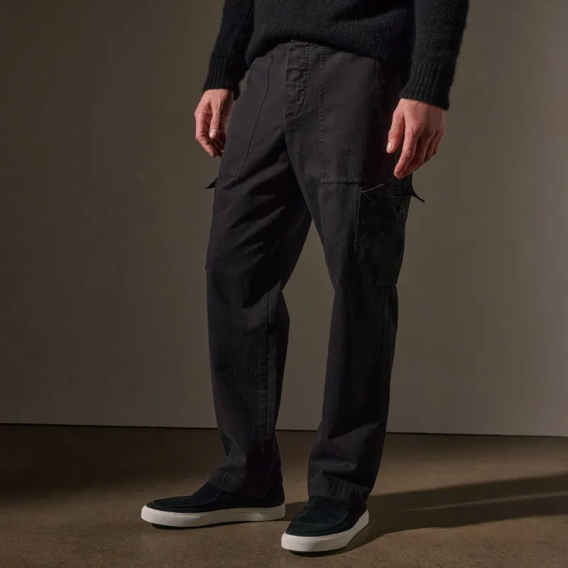 Herringbone Twill Utility Pant - Black sold by James Perse