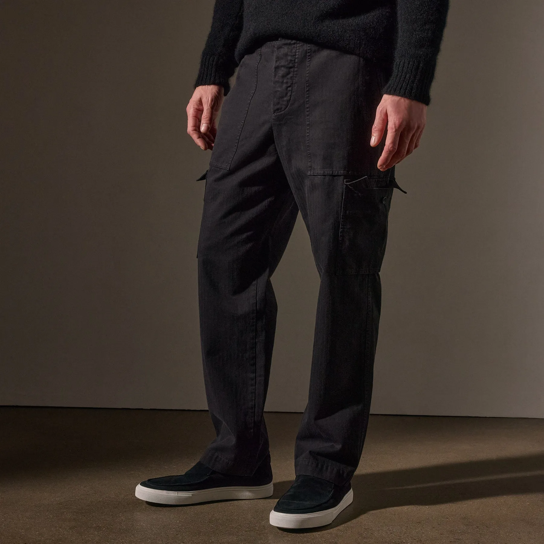 Herringbone Twill Utility Pant - Black sold by James Perse