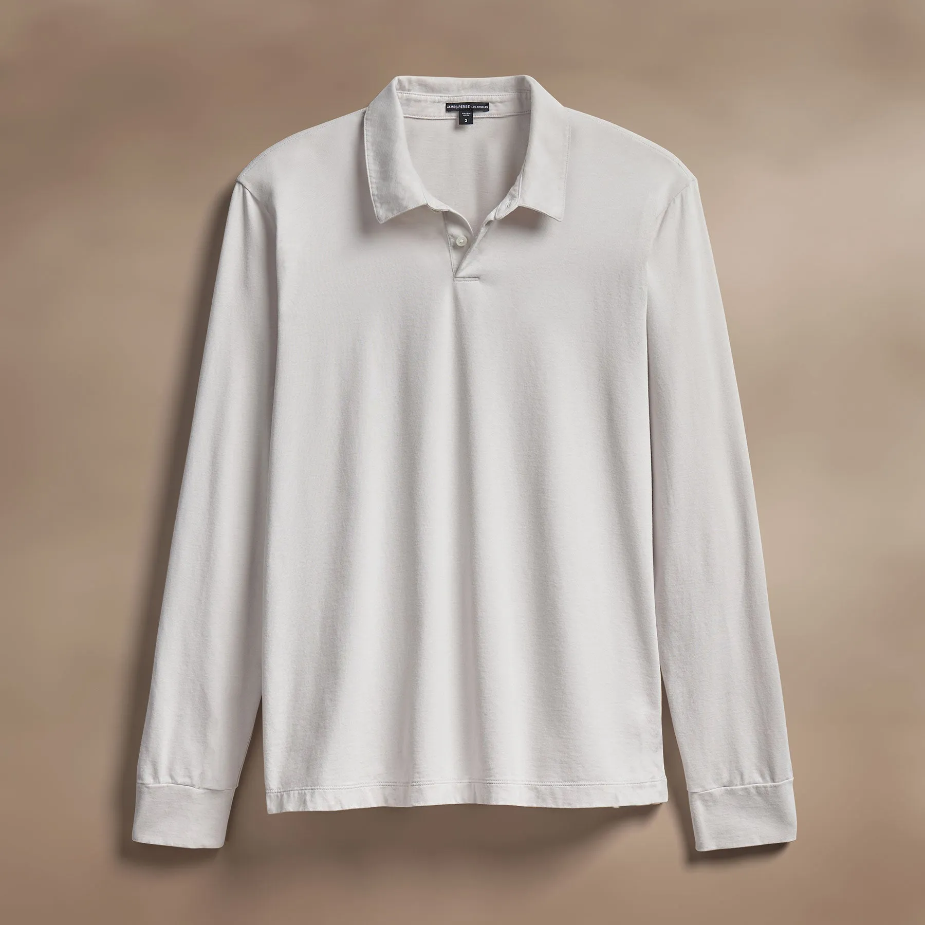 Heavy Luxe Jersey Long Sleeve Polo - Light Mist sold by James Perse