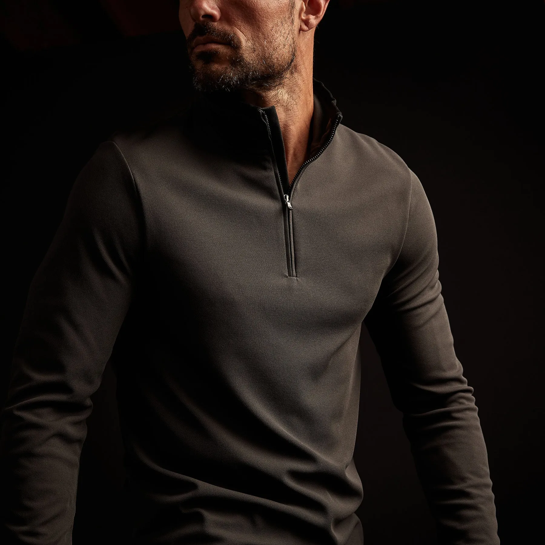 Performance Pique Zip Tee - Slate/Black sold by James Perse product image thumbnail 2