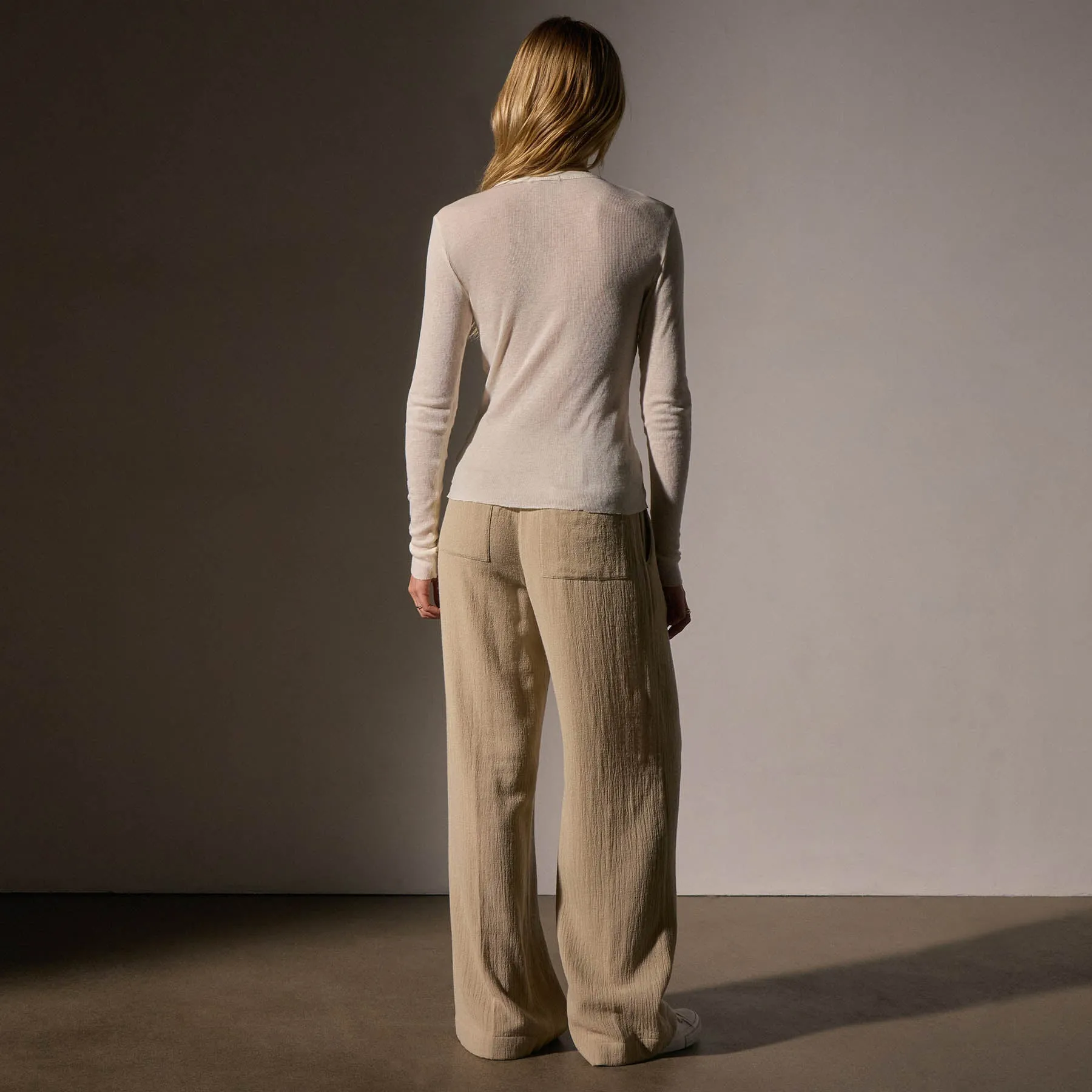 Cotton Cashmere Blend Deep V Tee - Ivory sold by James Perse product image thumbnail 4