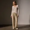 Cotton Cashmere Blend Deep V Tee - Ivory sold by James Perse
