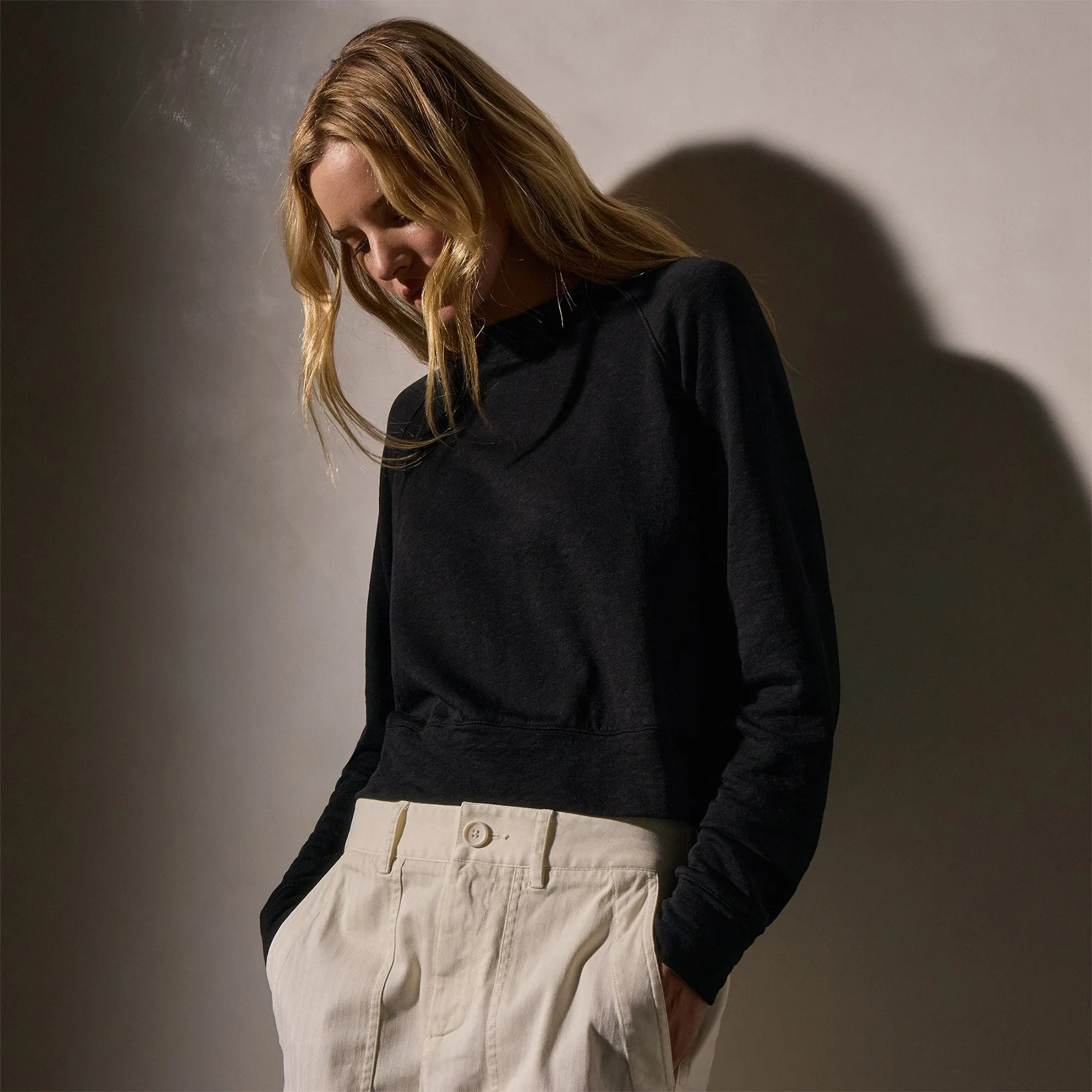 French Terry Cropped Mock Neck - Black sold by James Perse product image thumbnail 2