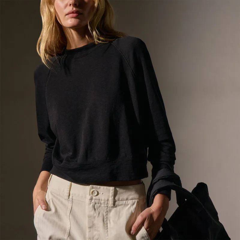 French Terry Cropped Mock Neck - Black sold by James Perse