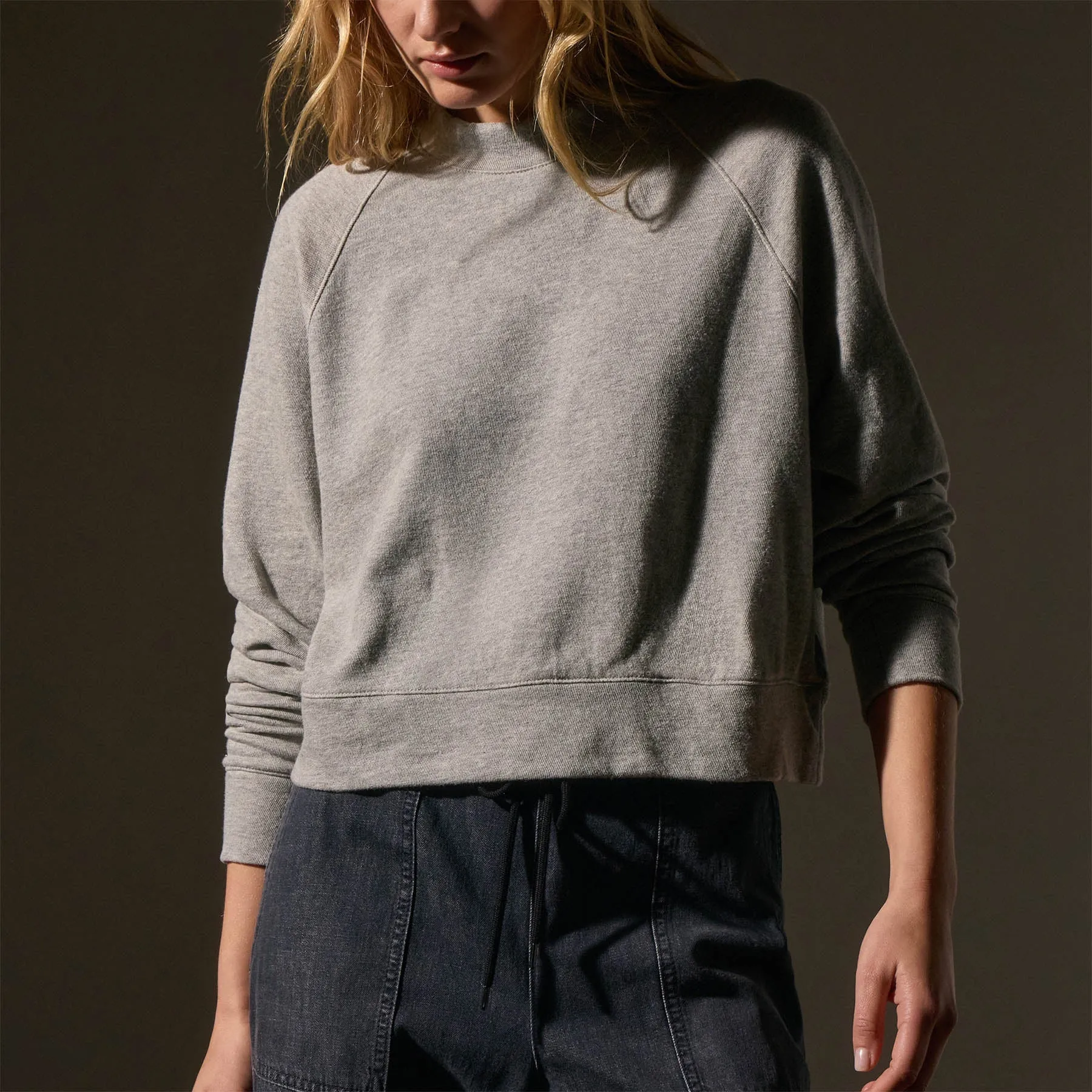 French Terry Cropped Mock Neck - Heather Grey sold by James Perse