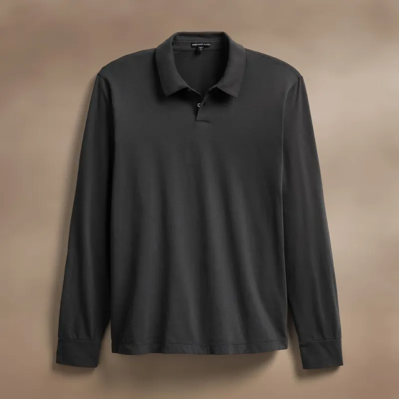 Heavy Luxe Jersey Long Sleeve Polo - Magma sold by James Perse