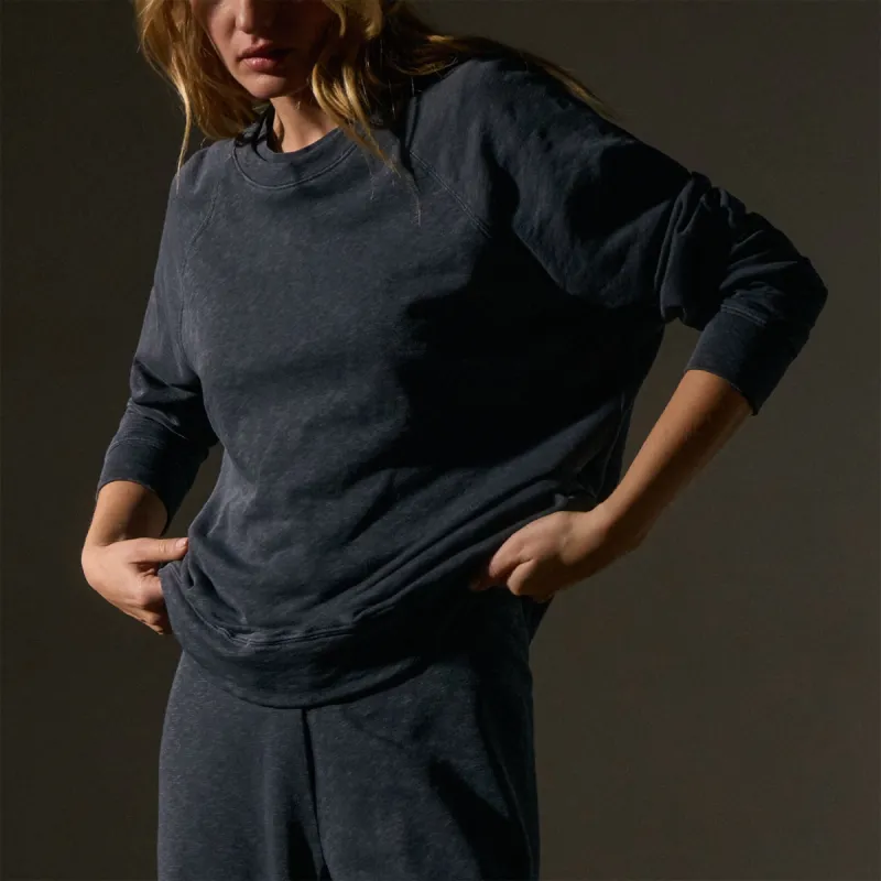 Vintage French Terry Relaxed Sweatshirt - Blue Noir Pigment sold by James Perse