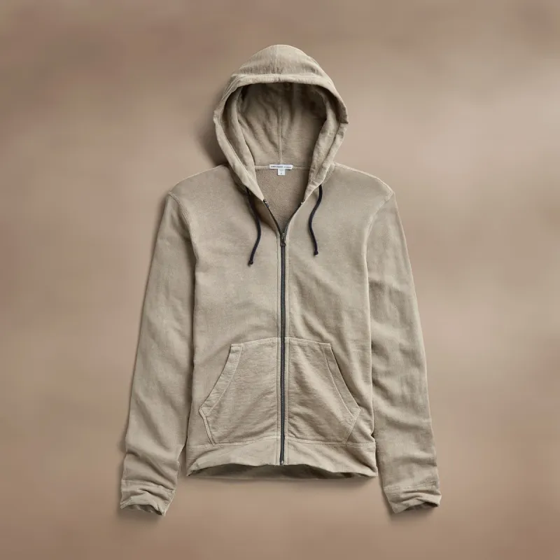 Vintage French Terry Zip Up Hoodie - Overcast Pigment sold by James Perse