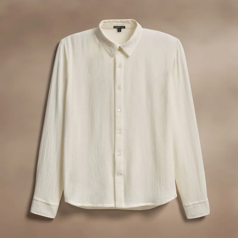 Solid Viscose Wool Shirting - Ivory sold by James Perse