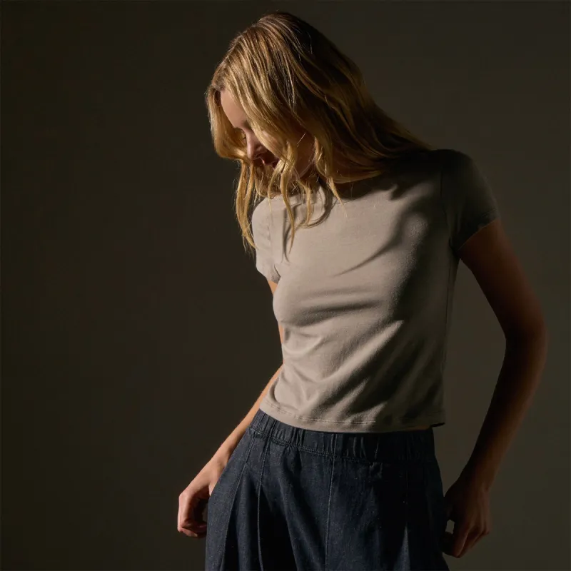 Short Sleeve Cropped Tee - Overcast sold by James Perse