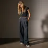 Pleated Denim Pant - Black Enzyme Wash sold by James Perse