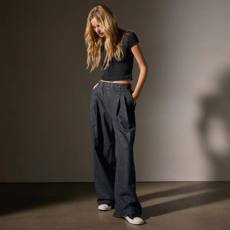 Pleated Denim Pant - Black Enzyme Wash sold by James Perse