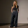 Pleated Denim Pant - Black Enzyme Wash sold by James Perse