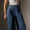 Pleated Denim Pant - Medium Wash sold by James Perse