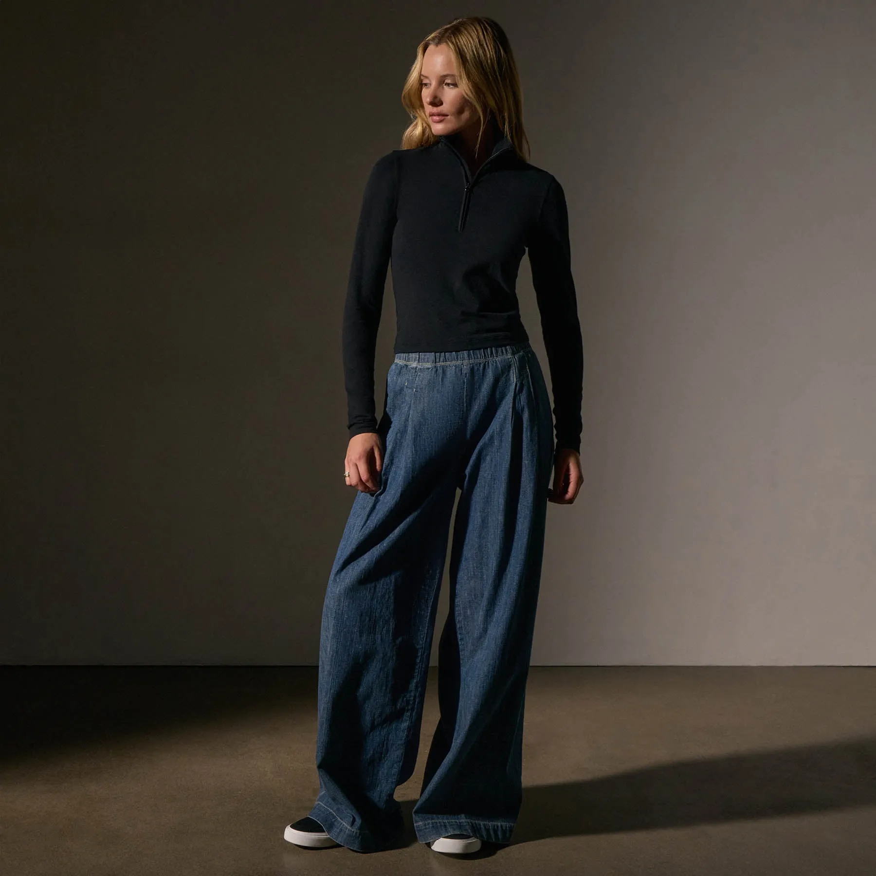 Cropped Long Sleeve Half Zip - Black sold by James Perse product image thumbnail 3