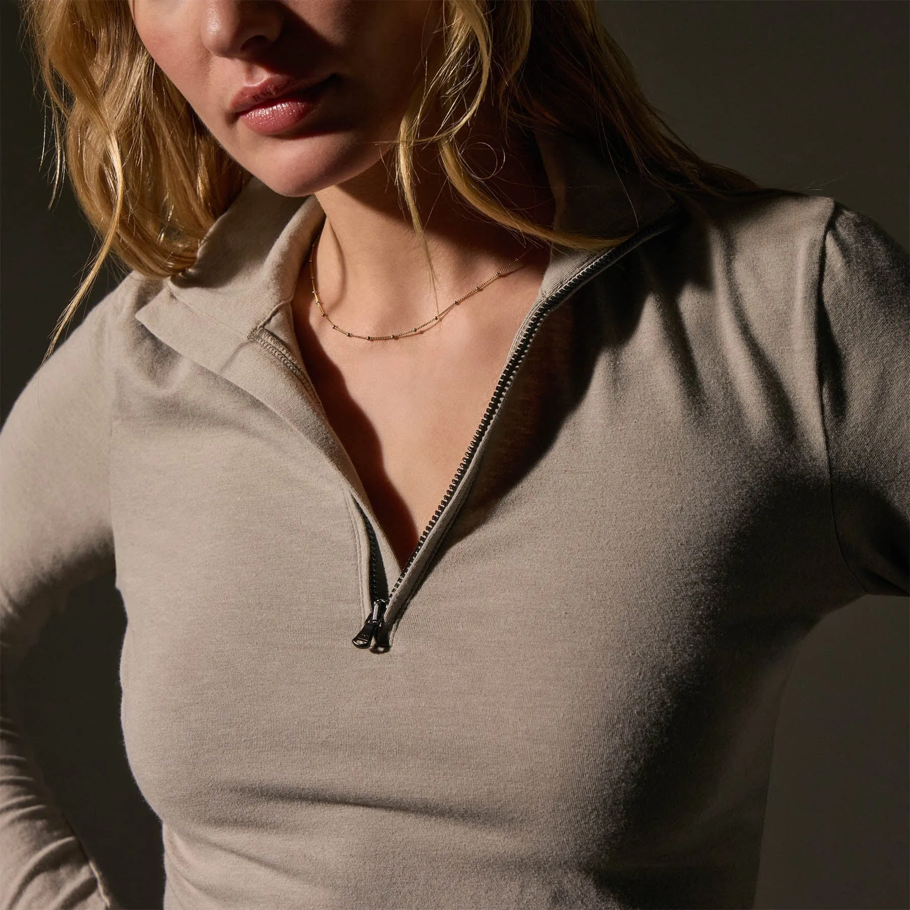 Cropped Long Sleeve Half Zip - Overcast sold by James Perse product image thumbnail 2
