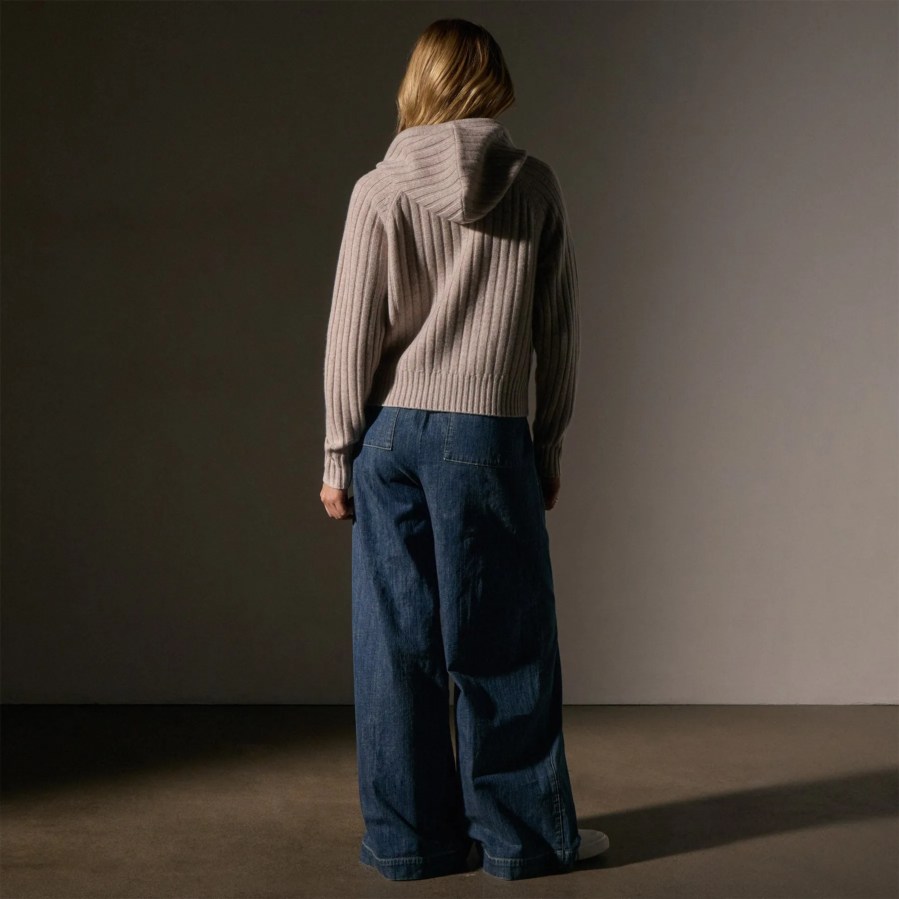 Cashmere Wide Ribbed Hoodie - Soft Beige sold by James Perse product image thumbnail 4