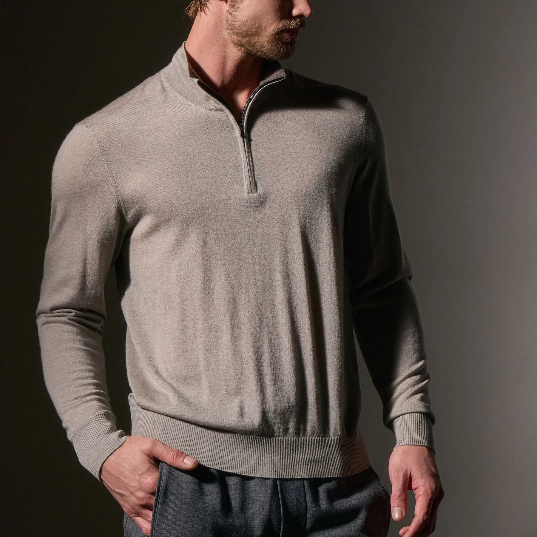 Ultra Fine Cashmere Half Zip - Concrete sold by James Perse product image thumbnail 2