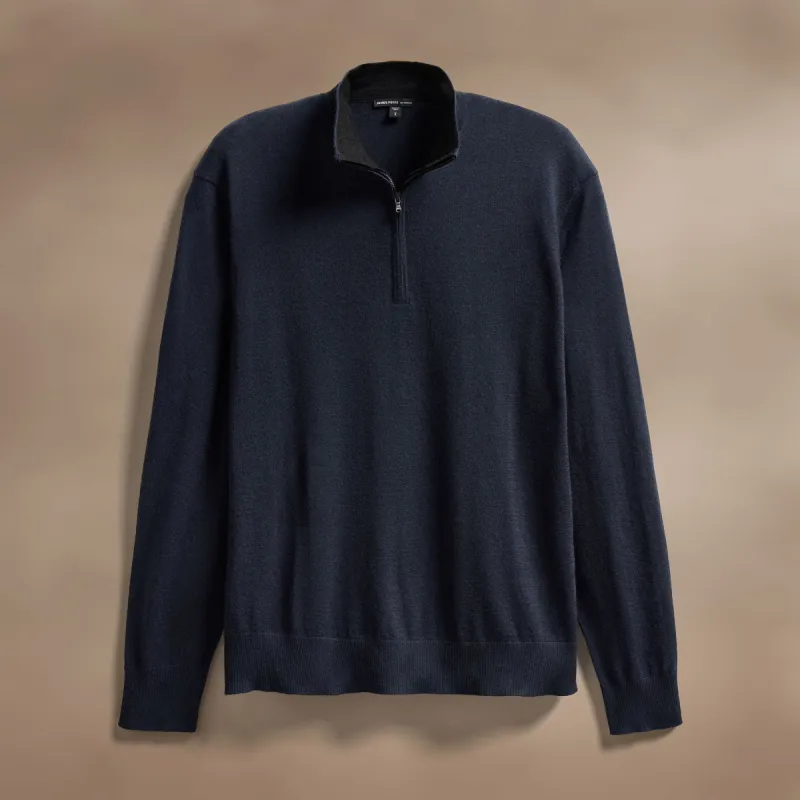 Ultra Fine Cashmere Half Zip - Dark Navy sold by James Perse
