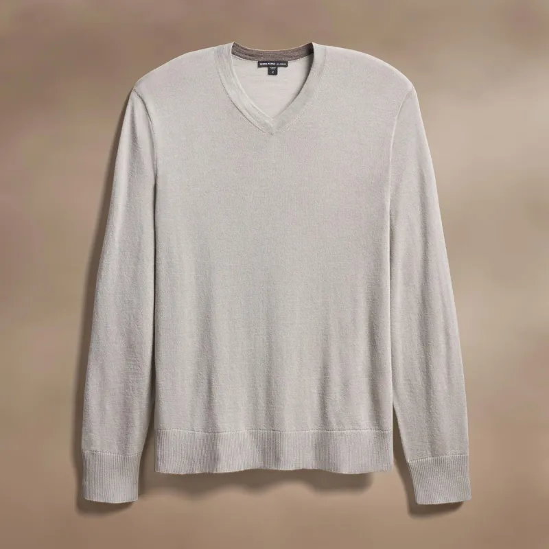 Ultra Fine Cashmere V Neck Sweater - Concrete sold by James Perse