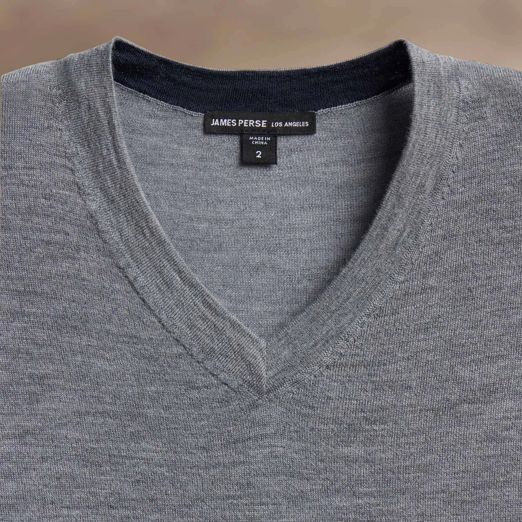 Ultra Fine Cashmere V Neck Sweater - Flannel sold by James Perse product image thumbnail 3