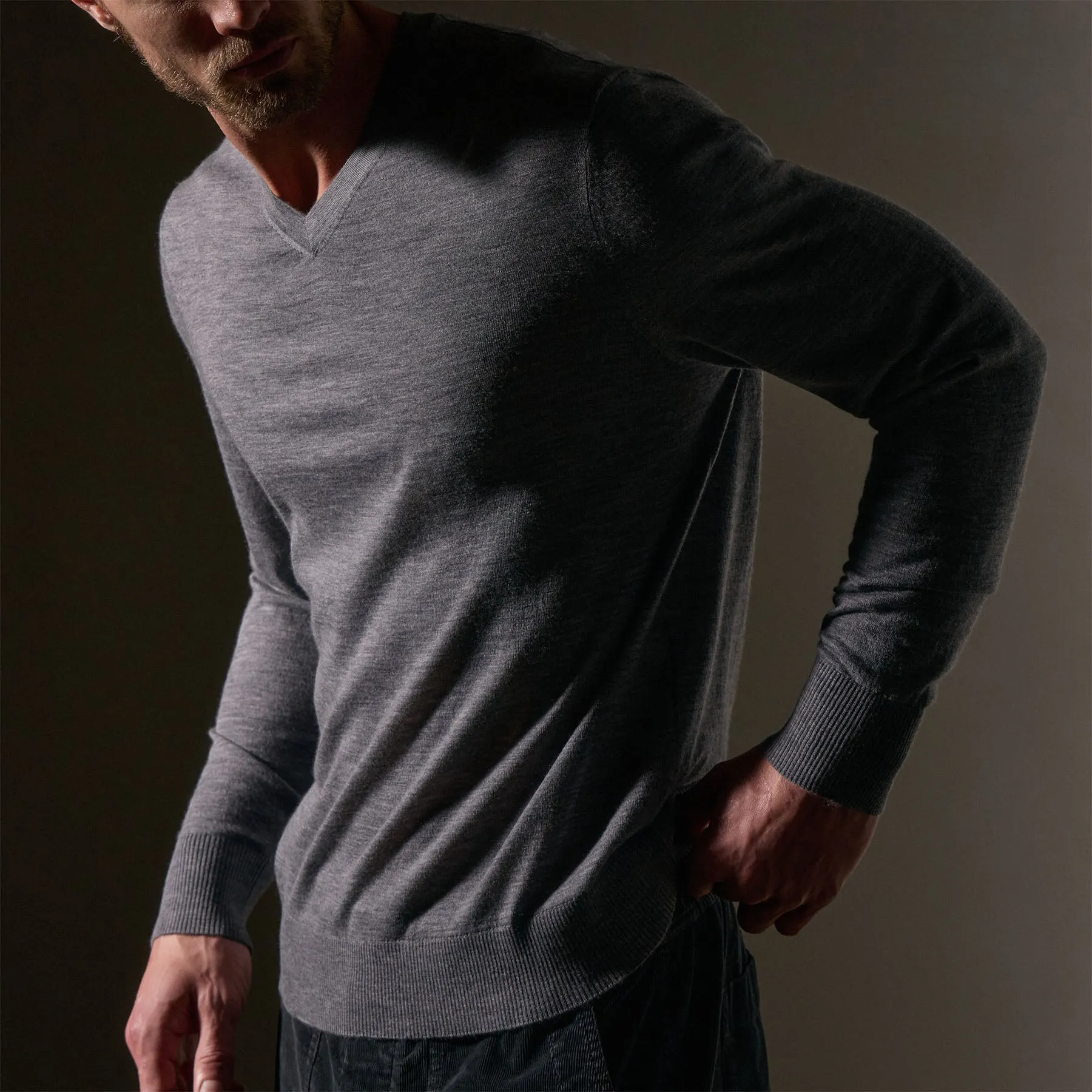 Ultra Fine Cashmere V Neck Sweater - Flannel sold by James Perse product image thumbnail 2