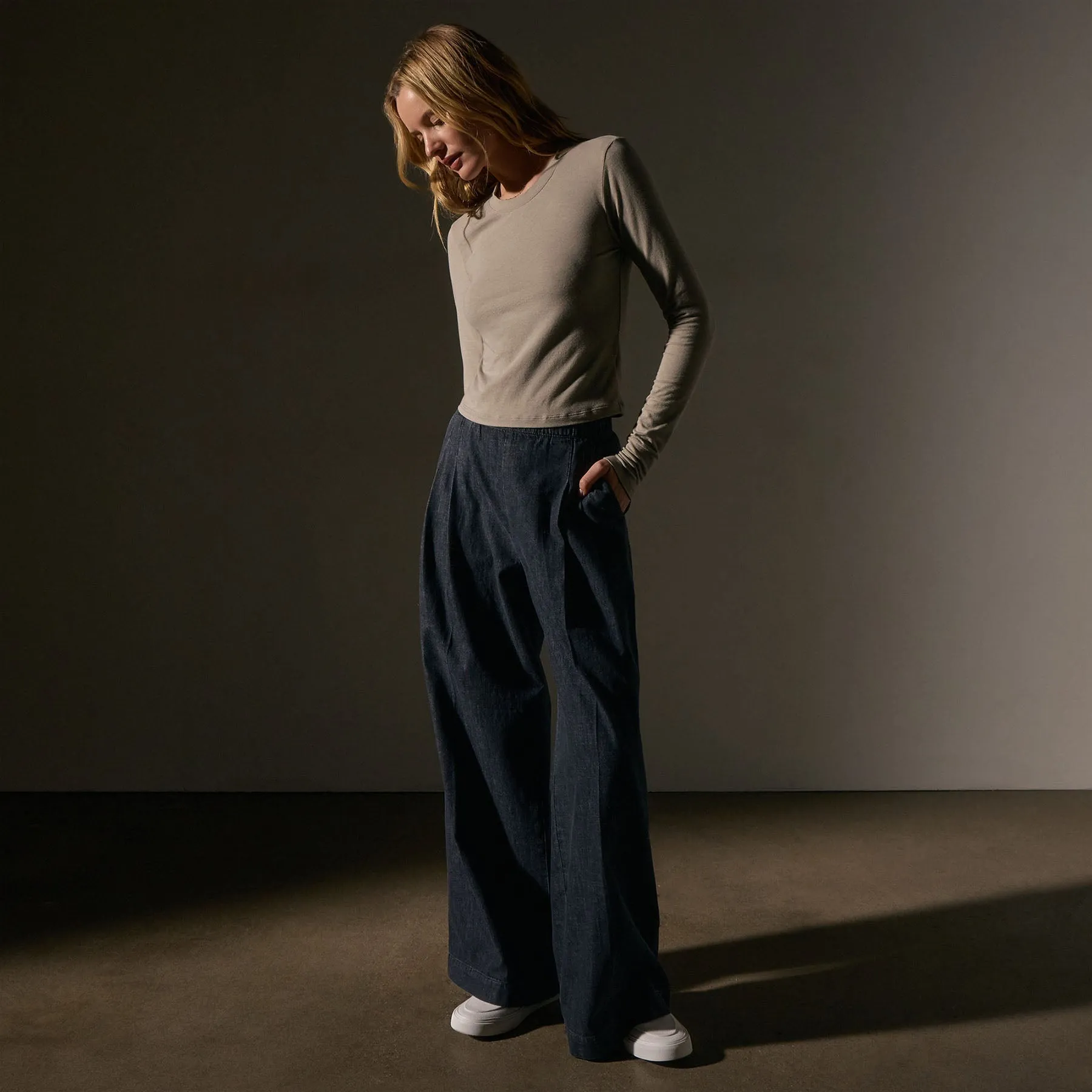 Long Sleeve Cropped Tee - Overcast sold by James Perse product image thumbnail 3