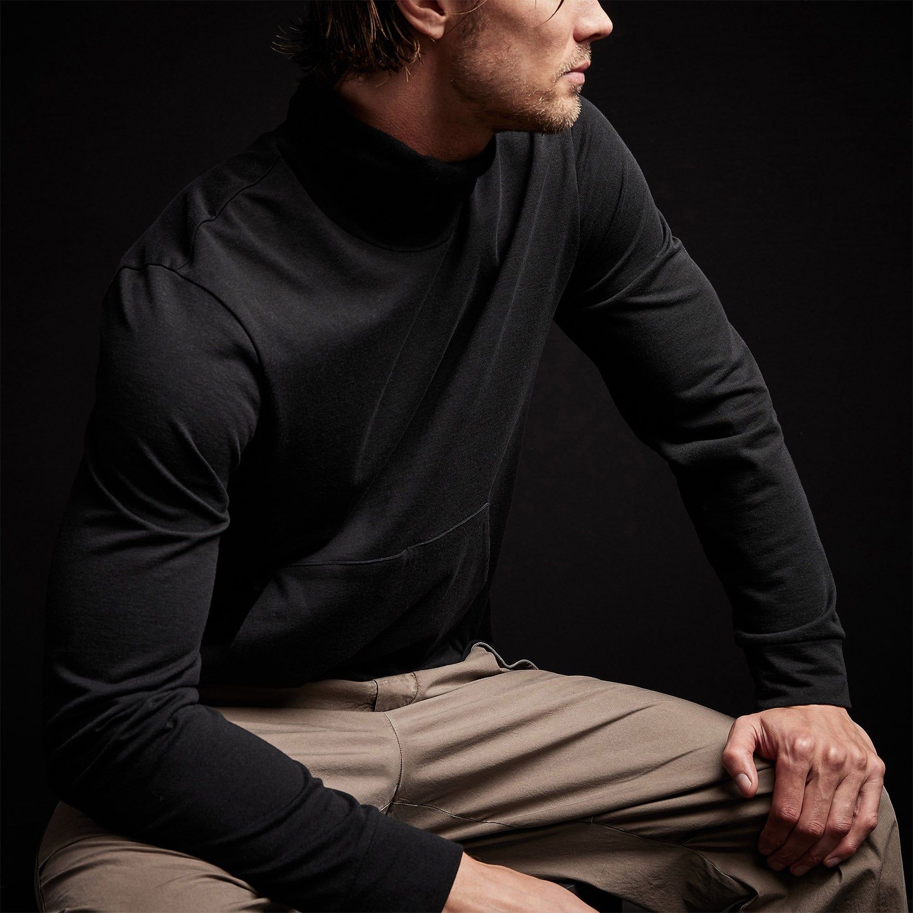 French Terry Funnel Neck - Black sold by James Perse