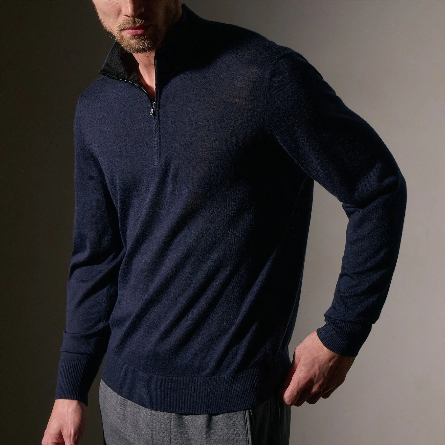 Ultrafine Cashmere Half Zip - Dark Navy sold by James Perse product image thumbnail 2