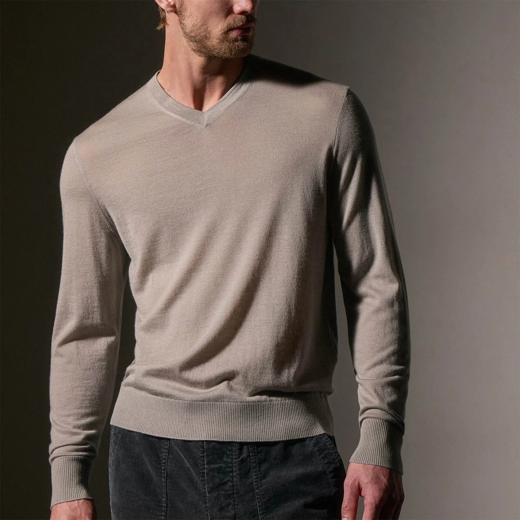 Ultrafine Cashmere V Neck Sweater - Concrete sold by James Perse product image thumbnail 2