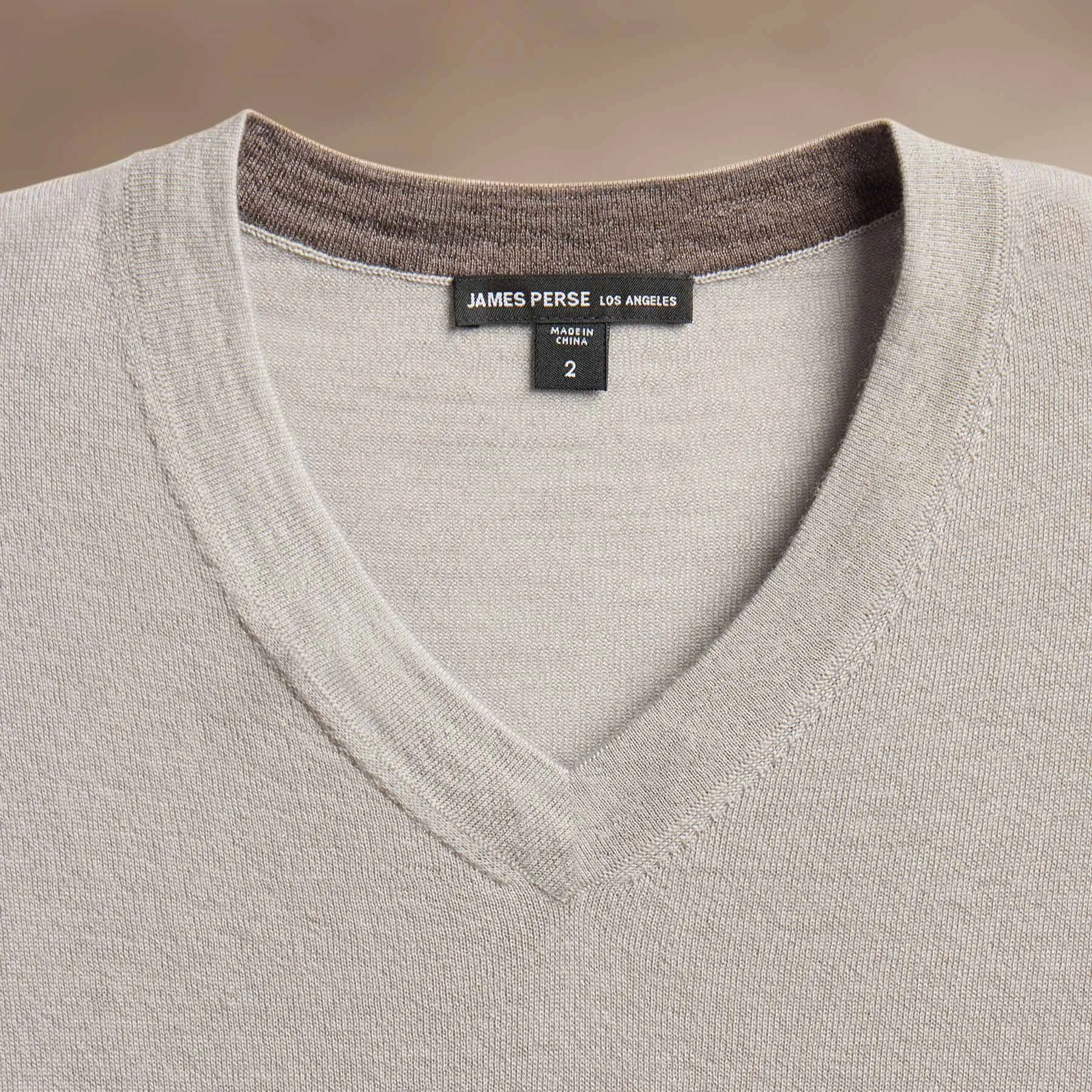 Ultrafine Cashmere V Neck Sweater - Concrete sold by James Perse product image thumbnail 3