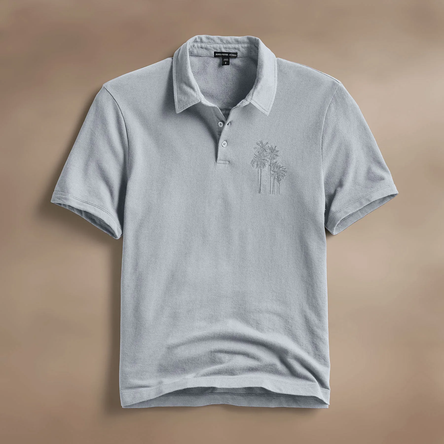 Palm Tree Embroidered Polo - Grey Sky/Magma sold by James Perse