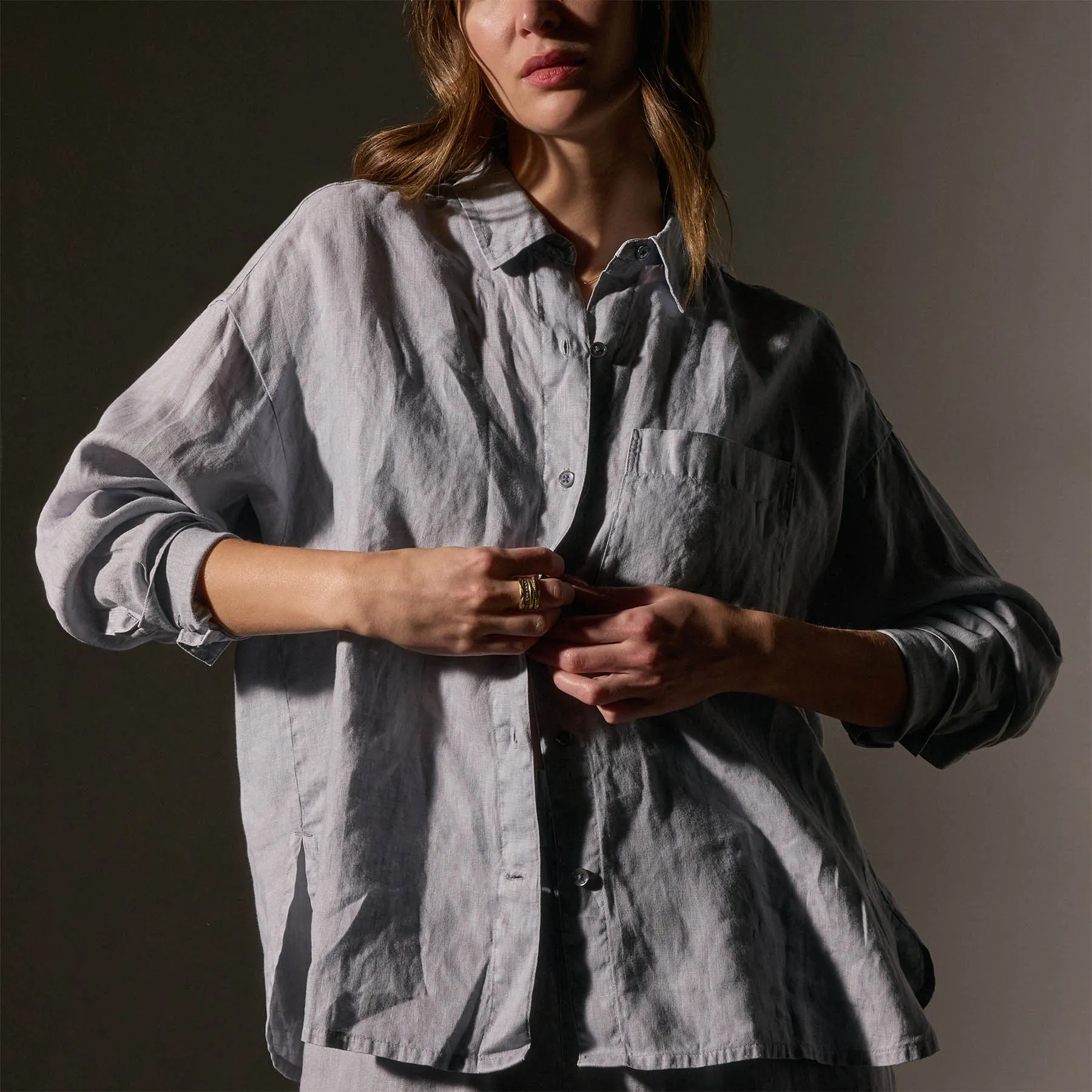 Linen Oversized Shirt - Grey Sky Pigment sold by James Perse product image thumbnail 4