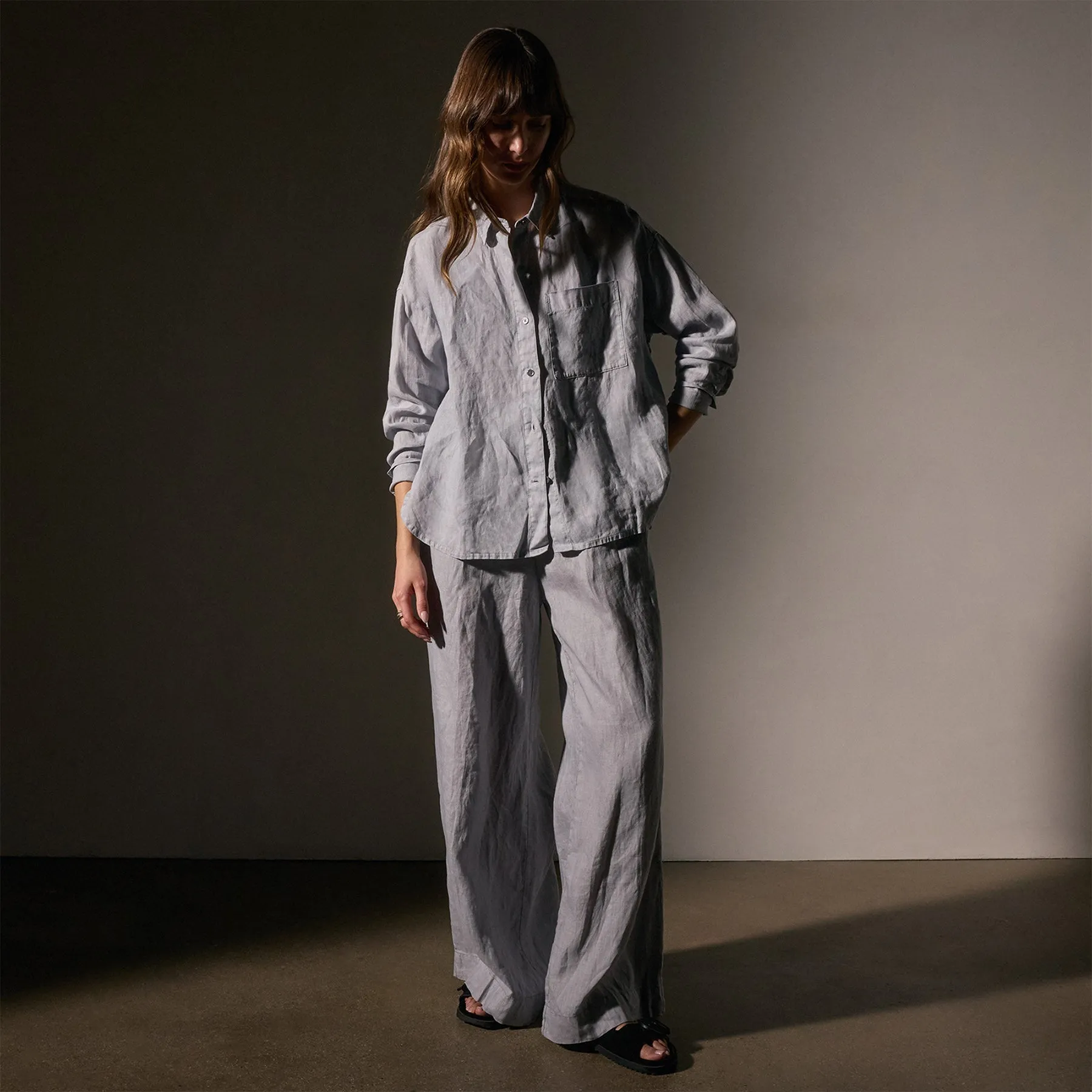Linen Oversized Shirt - Grey Sky Pigment sold by James Perse product image thumbnail 5