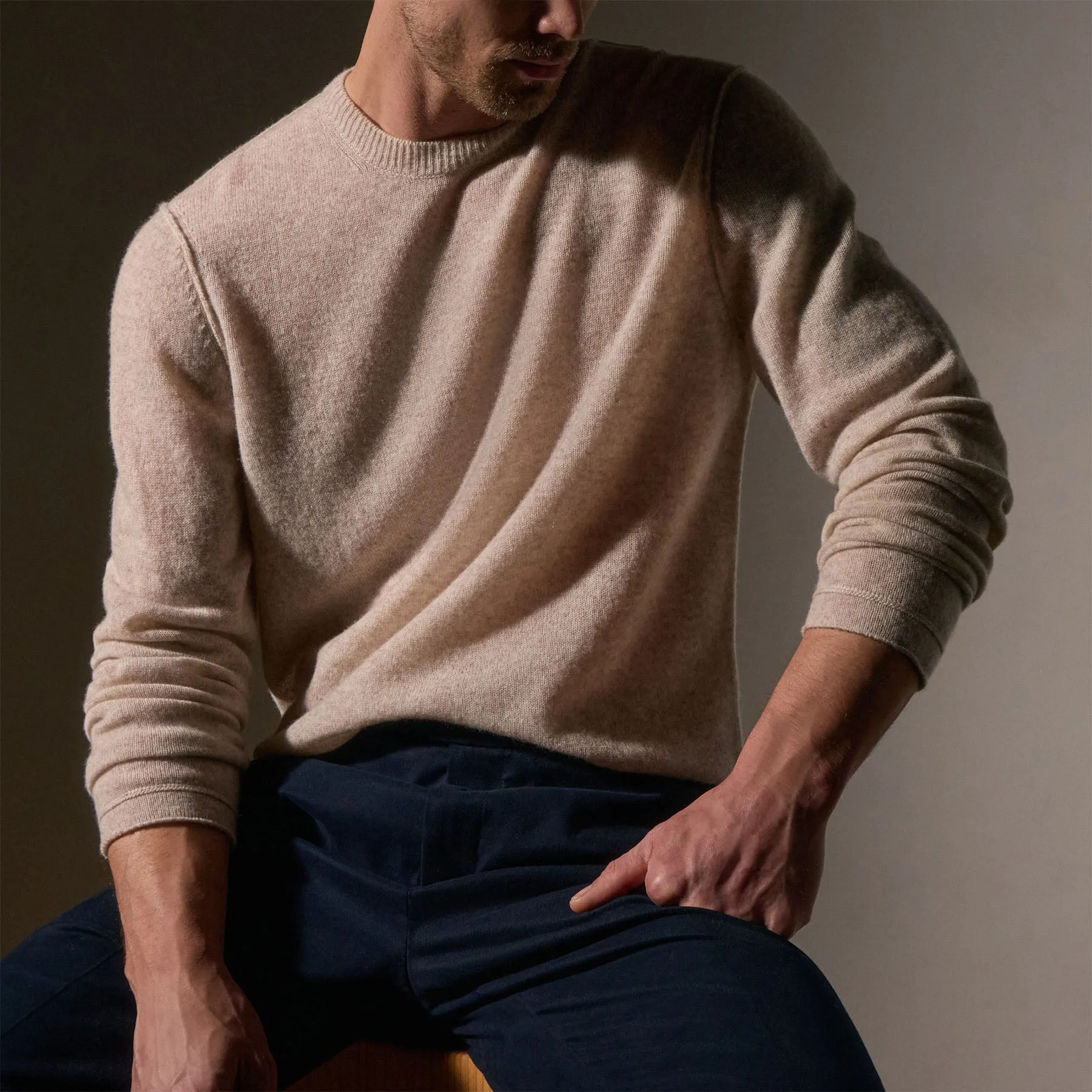 Soft Featherweight Cashmere Crew - Light Beige sold by James Perse product image thumbnail 2