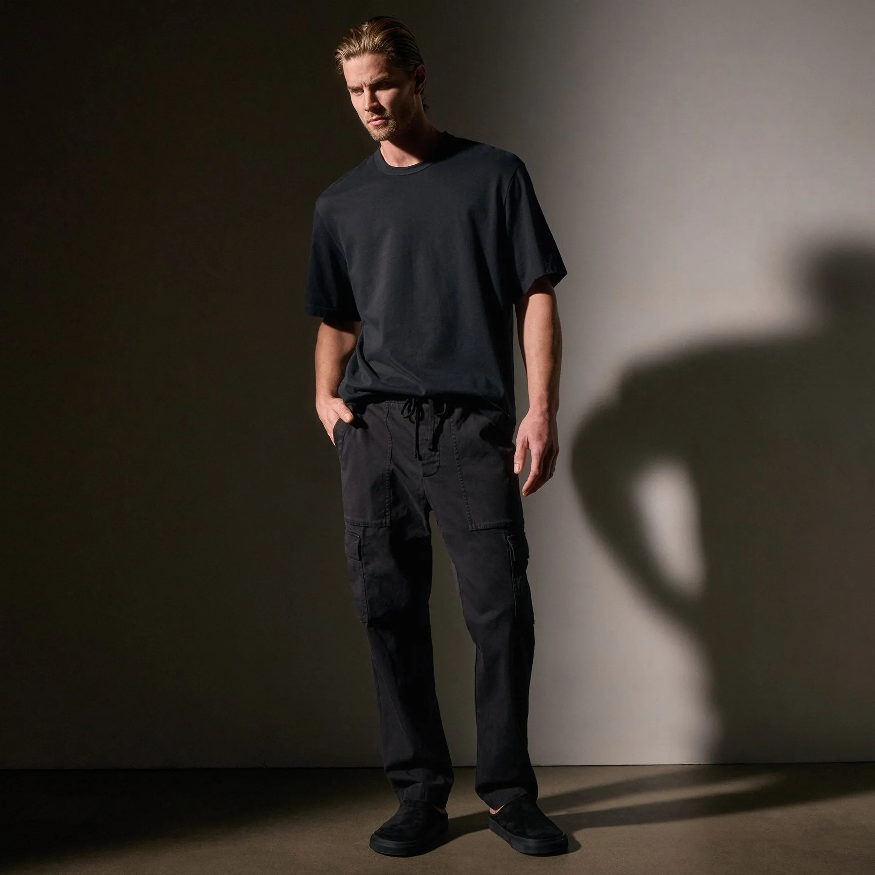 Army Cotton Slub Cargo Pant - Black Pigment sold by James Perse