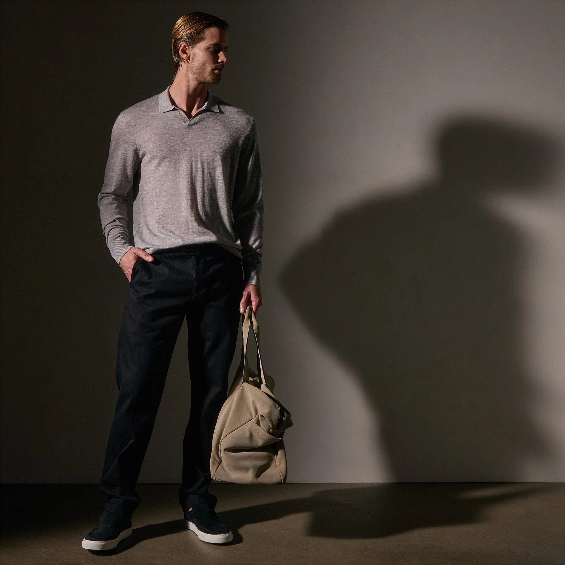 Ultra Fine Cashmere Open Polo - Light Heather Grey sold by James Perse product image thumbnail 2