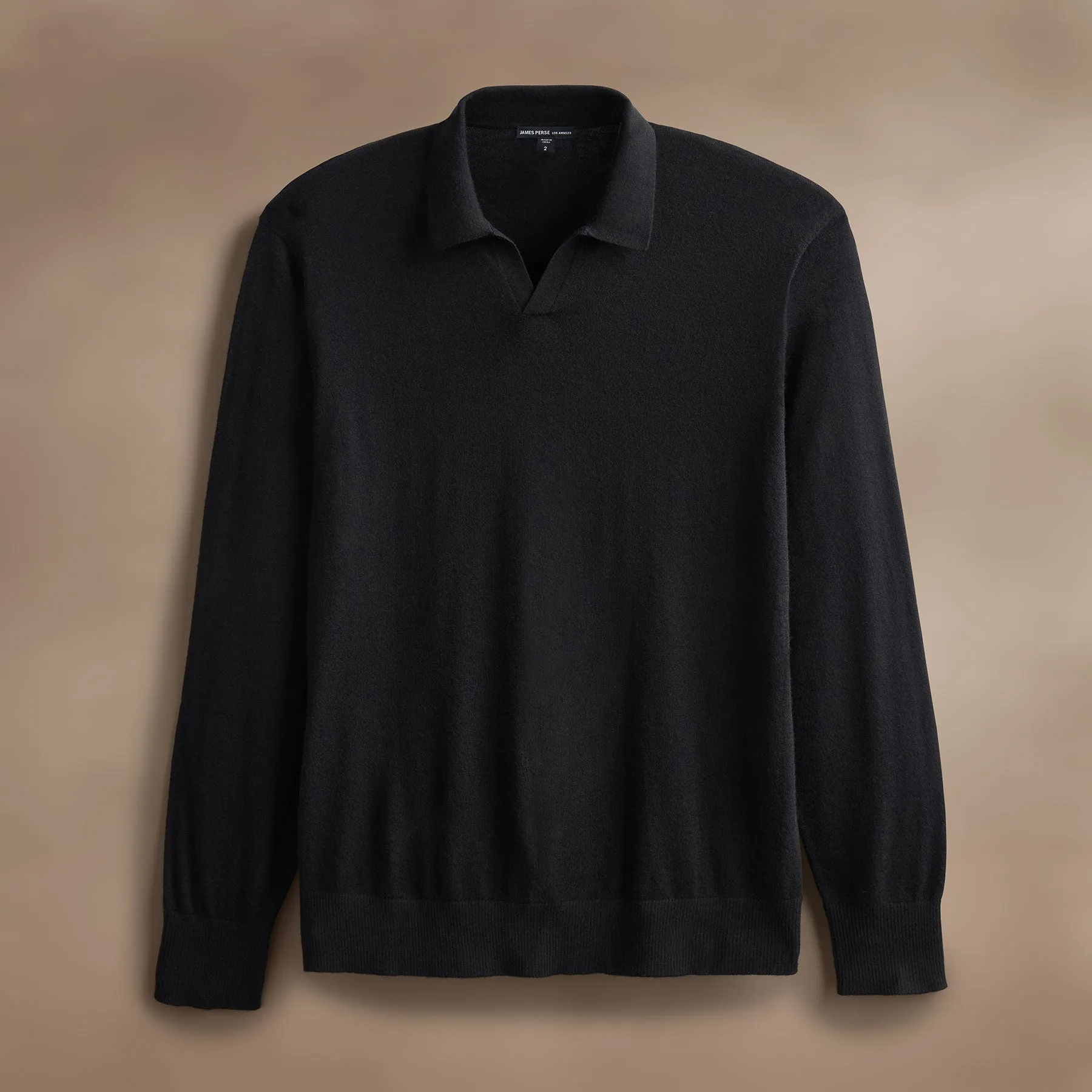 Ultra Fine Cashmere Open Polo - Black sold by James Perse