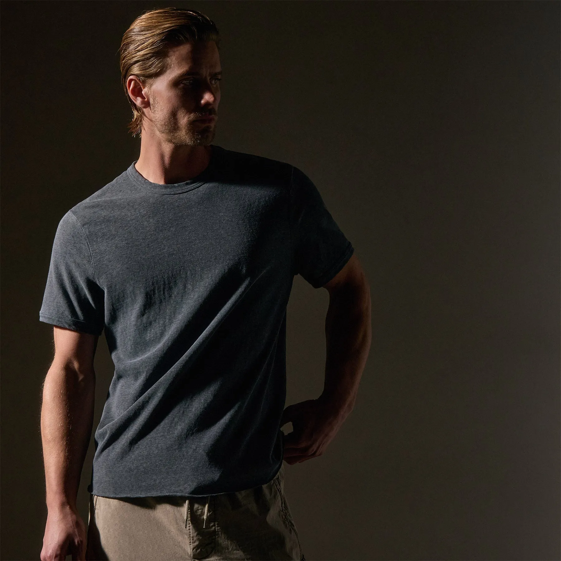 Slub Jersey Short Sleeve Crew - Asphalt Pigment sold by James Perse product image thumbnail 2