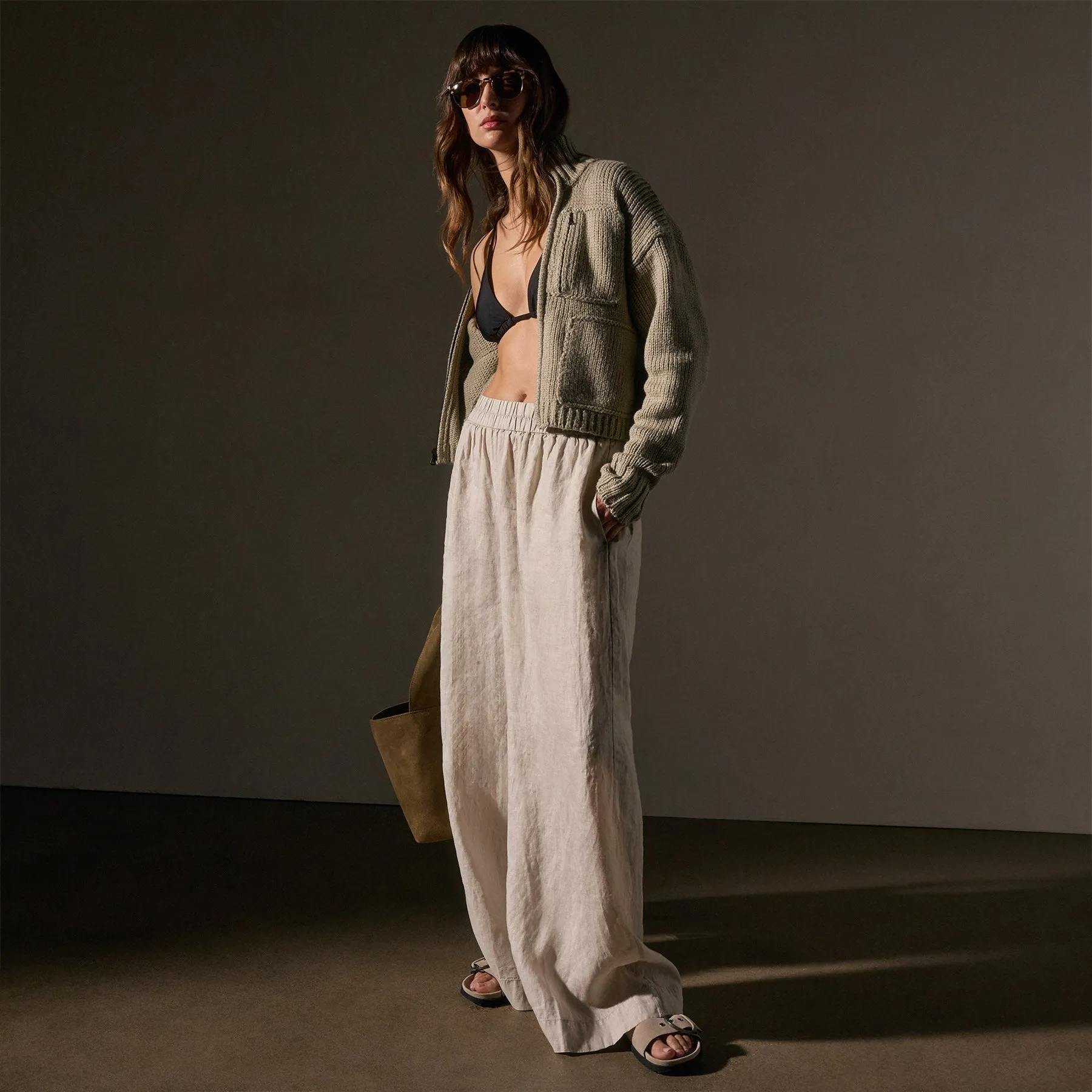 Lightweight Linen Wide Leg Pant - Salt Pigment sold by James Perse