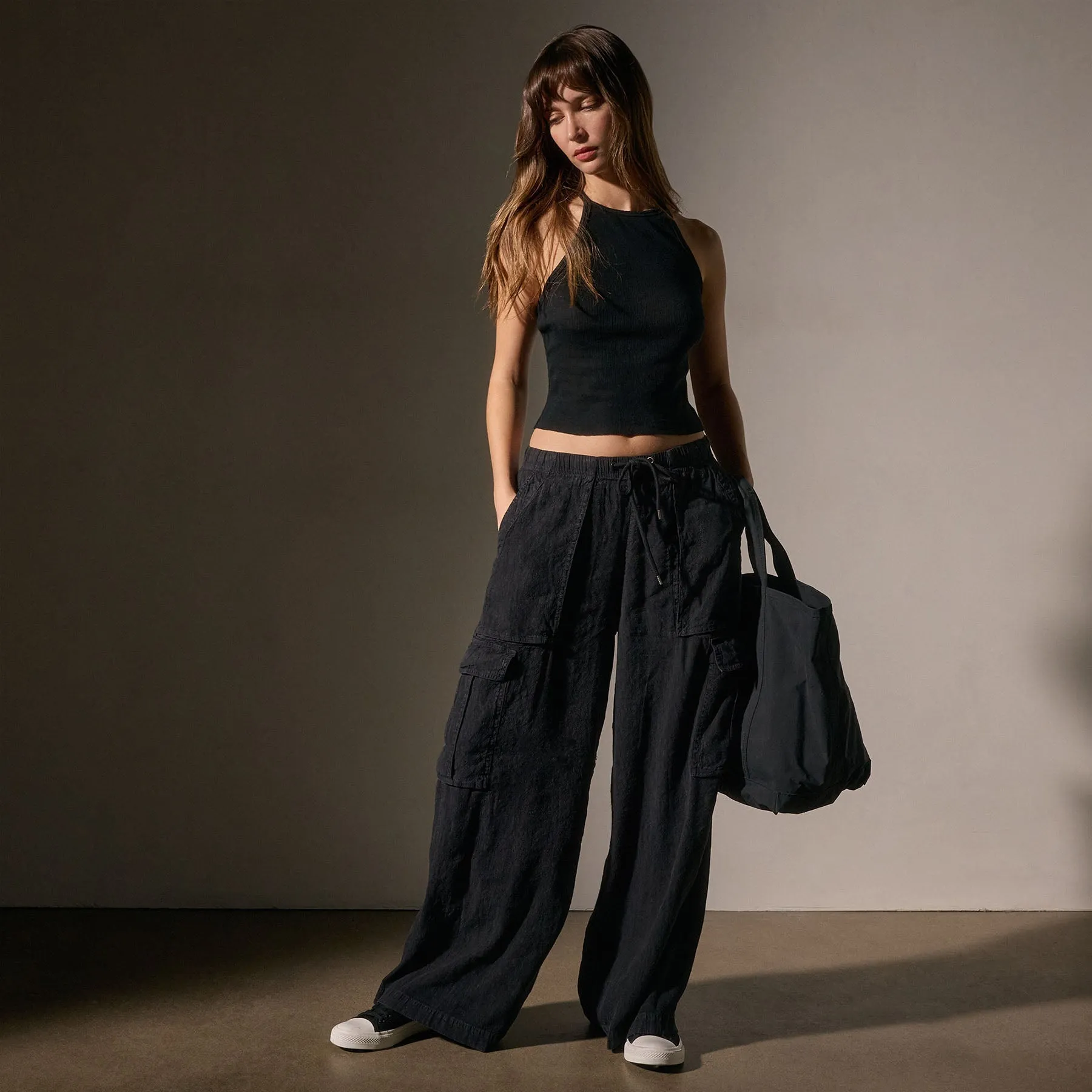 Cotton Cashmere Ribbed Racer Back Tank - Black sold by James Perse product image thumbnail 3