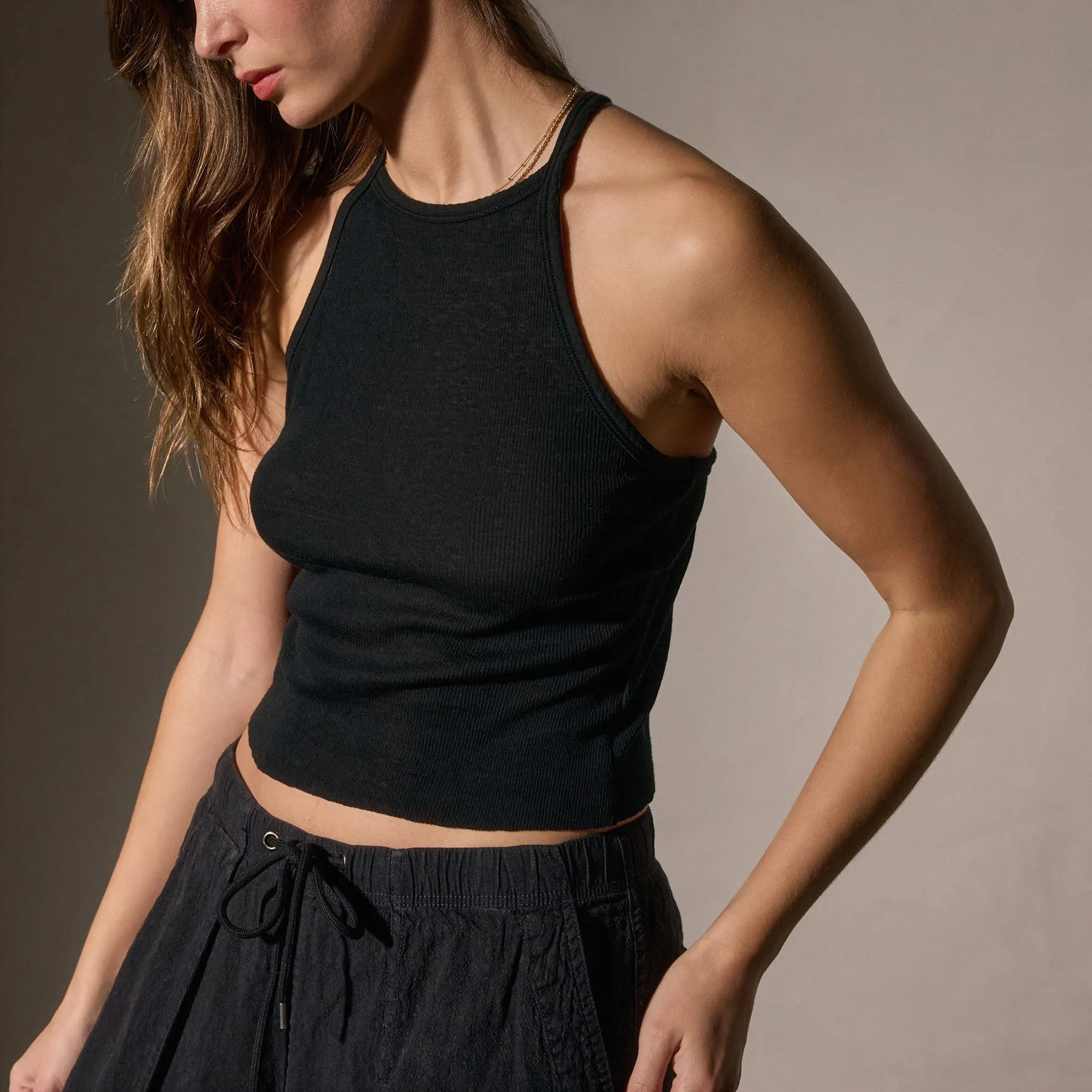 Cotton Cashmere Ribbed Racer Back Tank - Black sold by James Perse product image thumbnail 2