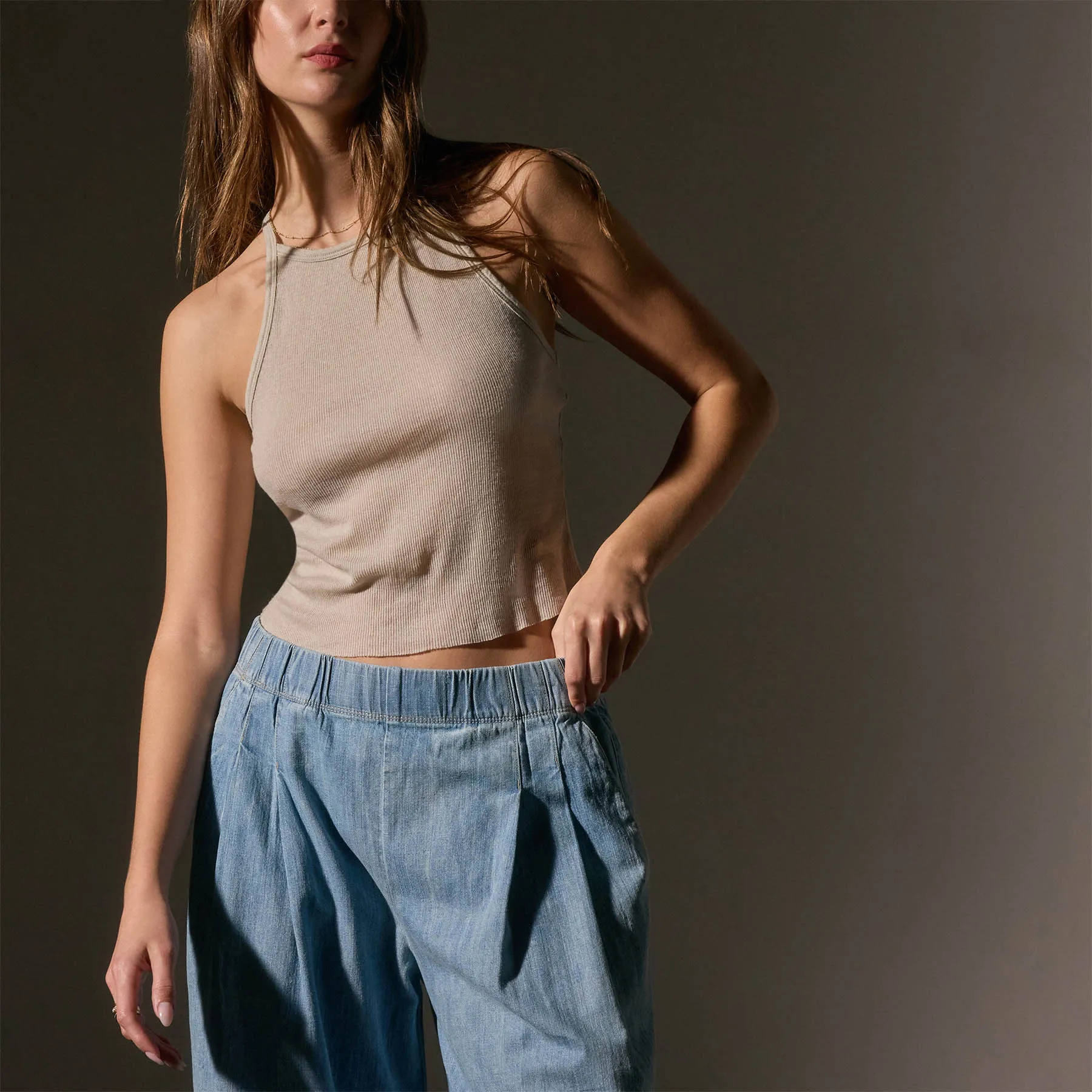 Cotton Cashmere Ribbed Racer Back Tank - Salt sold by James Perse product image thumbnail 3