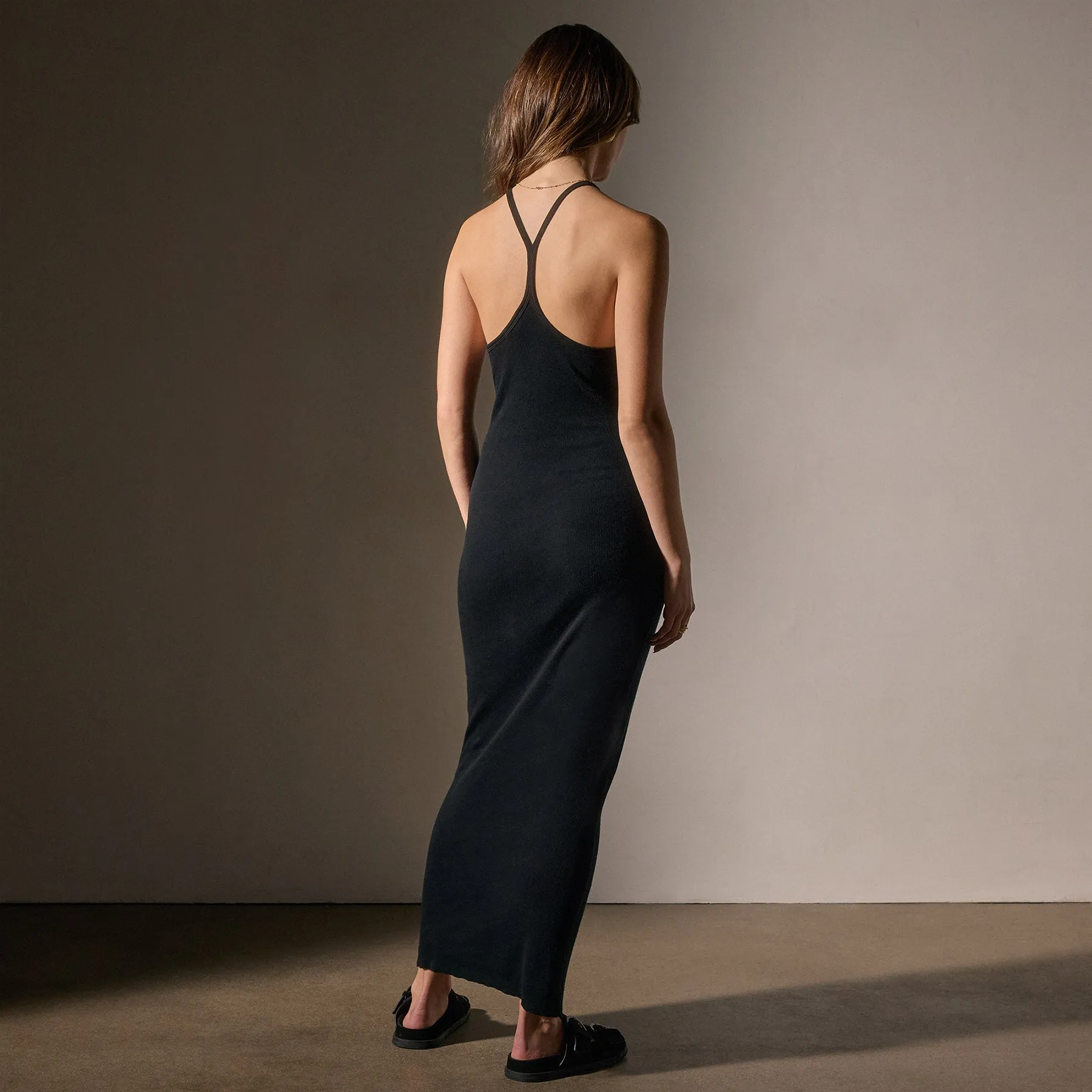Cotton Cashmere Ribbed Racer Back Tank Dress - Black sold by James Perse product image thumbnail 4