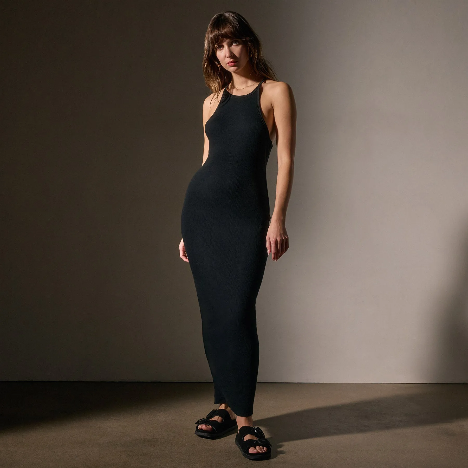Cotton Cashmere Ribbed Racer Back Tank Dress - Black sold by James Perse product image thumbnail 3