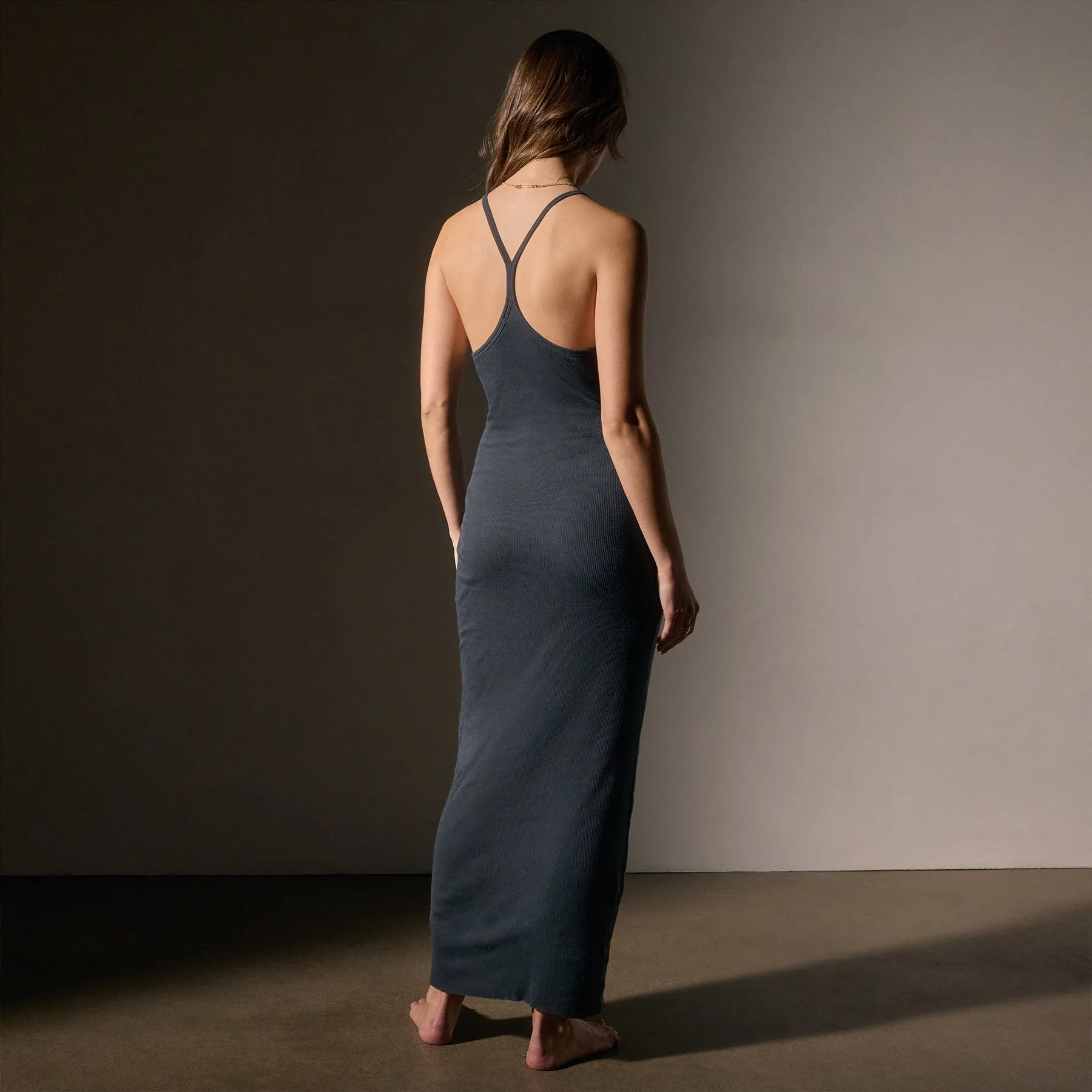 Cotton Cashmere Ribbed Racer Back Tank Dress - Asphalt sold by James Perse product image thumbnail 5