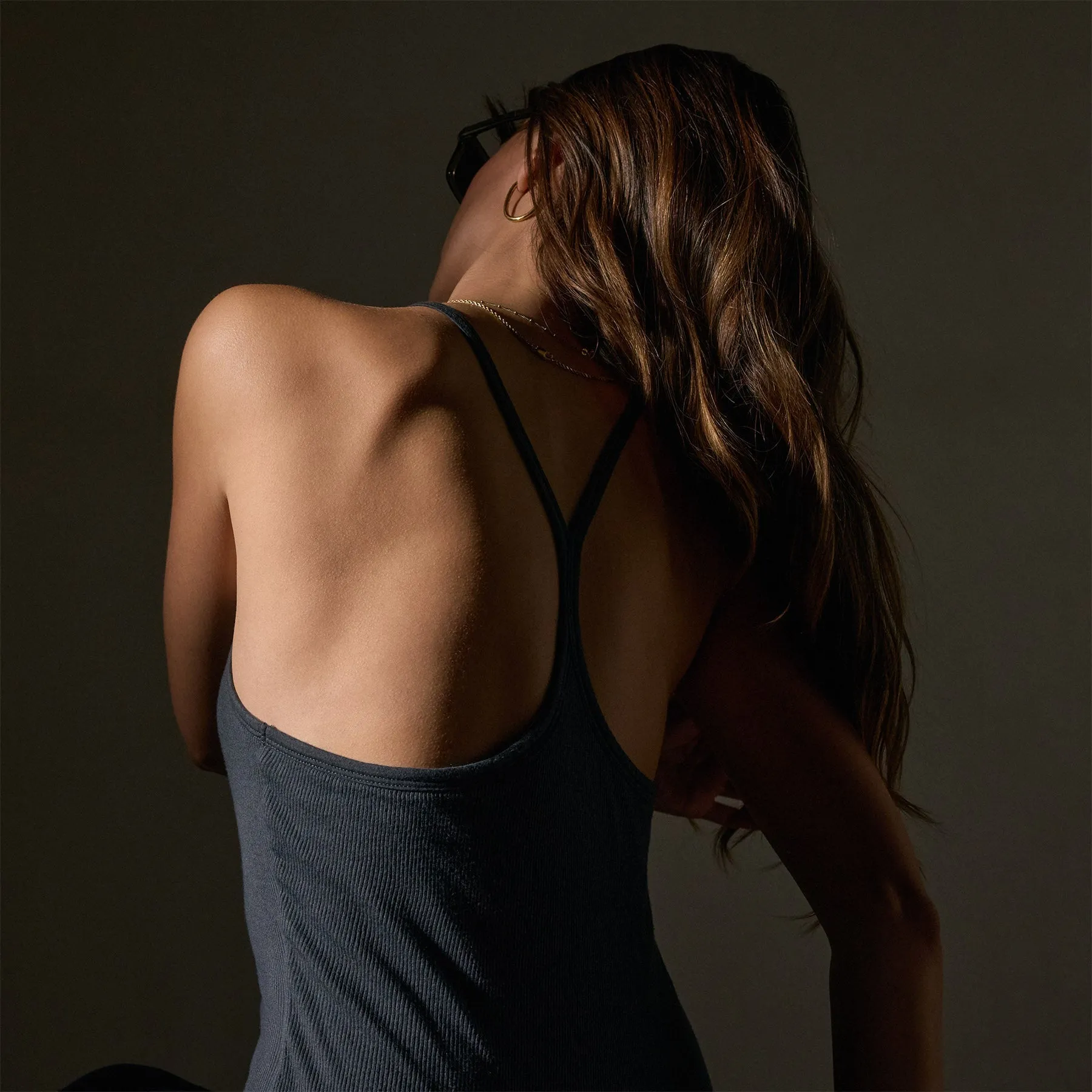 Cotton Cashmere Ribbed Racer Back Tank Dress - Asphalt sold by James Perse product image thumbnail 2