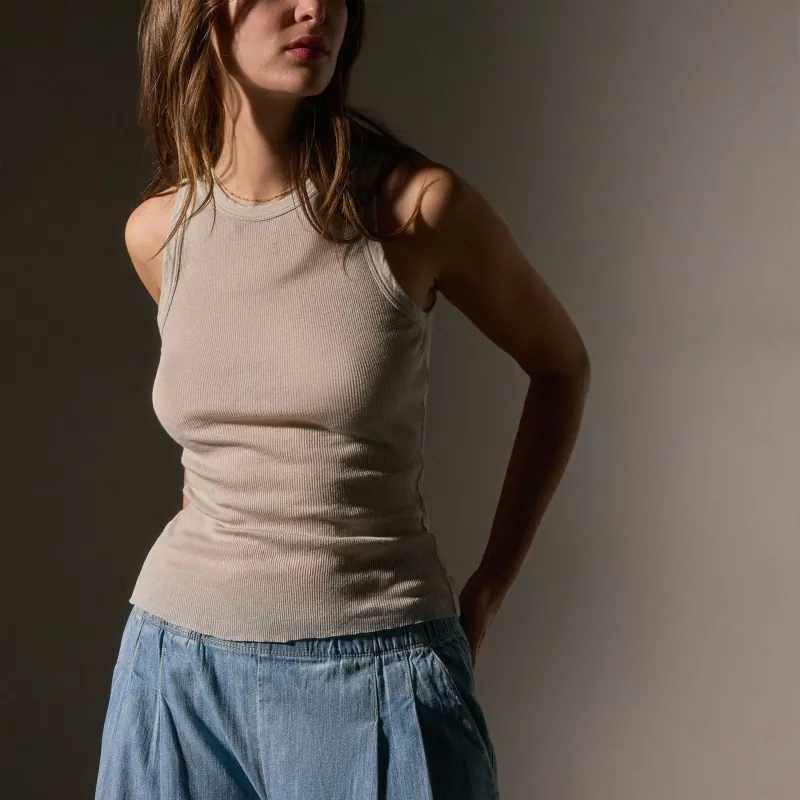 Cotton Cashmere Rib Shell Top - Salt sold by James Perse